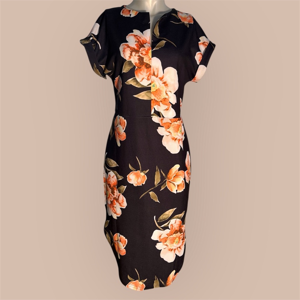 SHEIN Floral Black Dress
